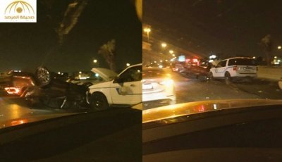 بالصور: انقلاب مركبة مواطن بعد مطاردة الهيئة في الرياض