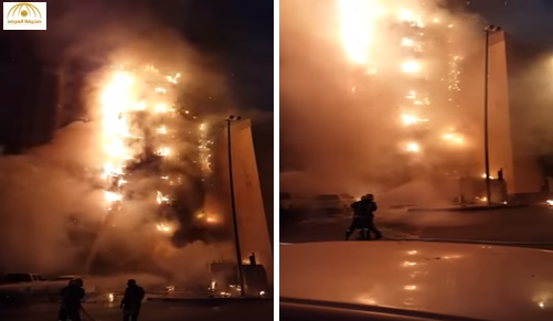 بالفيديو: حريق محطة يُشعل مبنى ومحل تجاري في مكة