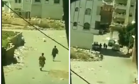 بالفيديو:يمني يسجل بهاتفه لحظات الهروب الجماعي لقوات الحوثي وصالح