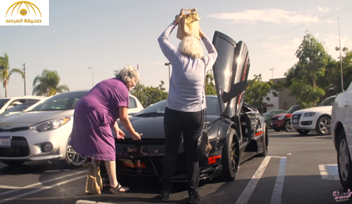 بالفيديو:شاهد ماذا  يحدث عندما تقود عجوز سيارة لامبورغيني فاخرة!