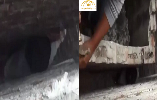 بالفيديو: إنقاذ طفل علق بين جدارين اسمنتيين