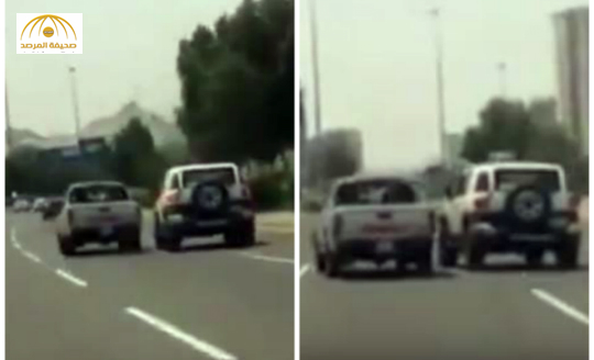 بالفيديو: "شجار بالسيارات" بين سائقَين على طريق سريع بمكة