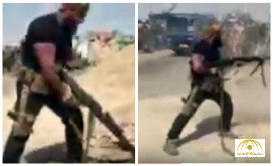 بالفيديو:وسط شعارات “لبيك يا حسين”.. أبو عزرائيل يستعرض عضلاته بإطلاق النار على التراب