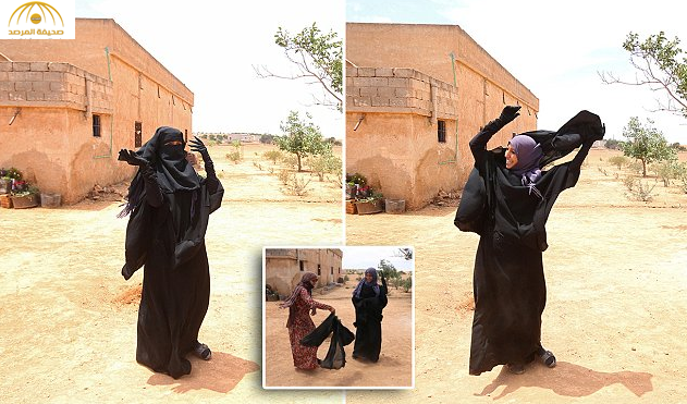 بالصور: سوريات يتحدين قوانين داعش بخلع النقاب الأسود و إلقائه على الأرض
