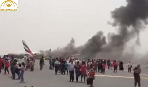 بالفيديو: لحظة إخلاء ركاب "الطائرة الإماراتية" فور اندلاع الحريق بها