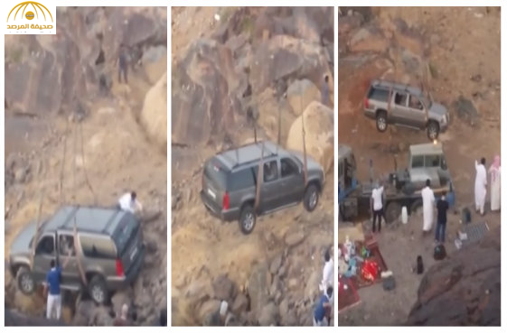 بالفيديو:إنقاذ سيارة “تاهو” بعد سقوطها من أعلى جبل بالمدينة المنورة