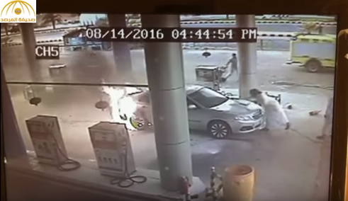 بالفيديو: مواطن  ينقذ محطة وقود من كارثة