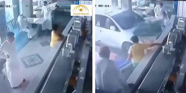 بالفيديو : شاهد لحظة اقتحام سيارة لمطعم بالقطيف