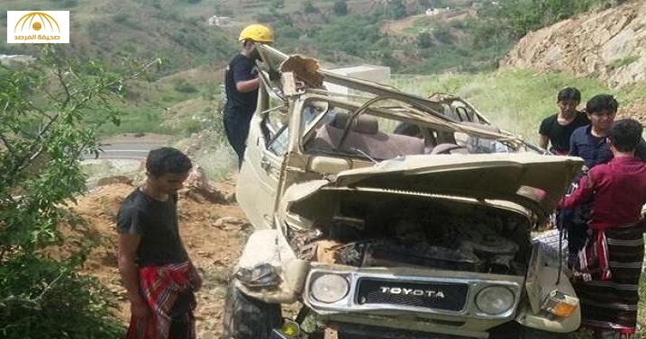 بالصور: سقوط مركبة من جبل في جازان يودي بحياة 4 أشخاص من عائلة واحدة