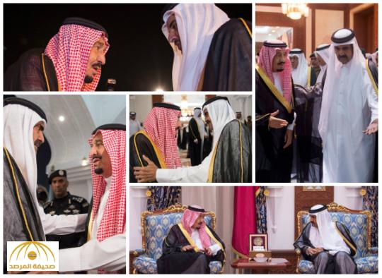 بالصور و الفيديو :الملك سلمان يصل قطر لتقديم العزاء في الشيخ خليفة بن حمد