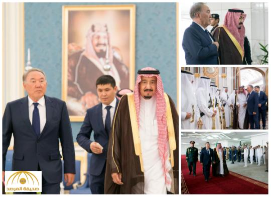 بالصور : خادم الحرمين يستقبل رئيس كازاخستان ويقيم له مأدبة غداء
