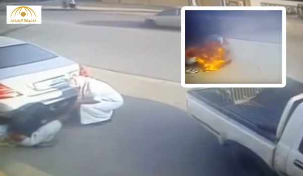 القبض على أحد المتهمين ظهر في مقطع فيديو وهو يقوم بحرق سيارة فاخرة بجدة