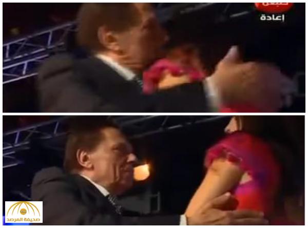 بالفيديو: عادل إمام يفاجئ مذيعة تونسية باحتضانها وتقبيلها بمهرجان قرطاج