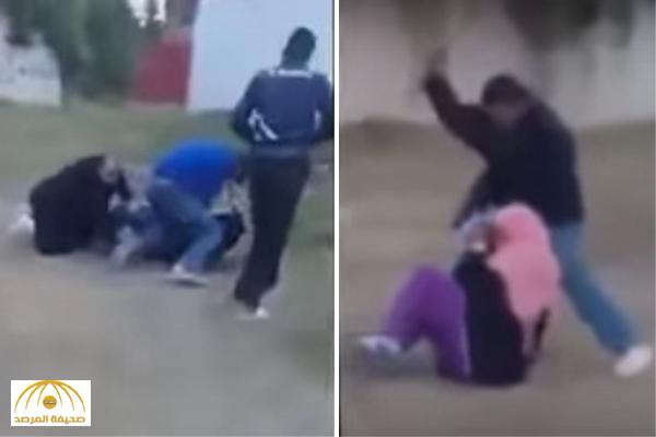 شاهد .. رجل مغربي يحاول ذبح زوجته أمام المارة - فيديو
