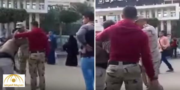 بالفيديو .. ضابط مصري يضرب مخالف بسبب أولوية المرور في الشارع