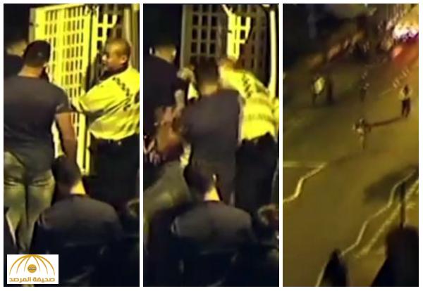 بالفيديو:  صاعق كهربائي  يسقط  شخص “مفتول العضلات” لكم شرطي بريطاني على وجهه