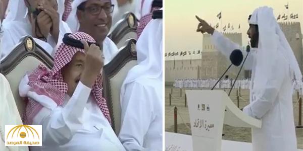 بالفيديو : خادم الحرمين يستدعي شاعر إماراتي ألقى قصيدة " سلمان " لتكريمه