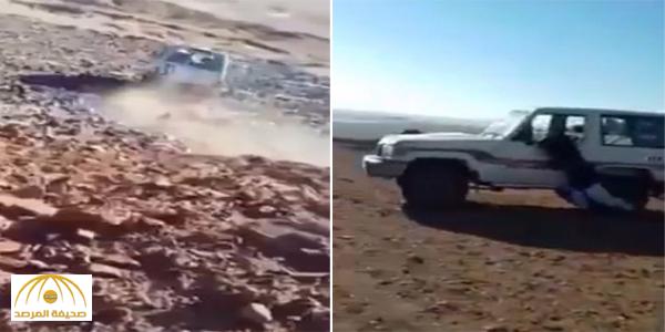 بالفيديو : 4 شبان يلقون سيارة من أعلى " جرف " و السبب غريب !