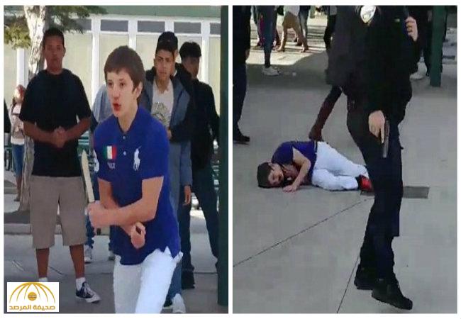 بالفيديو:الشرطة تطلق النار على طالب أميركي هدد زملاءه بسكين