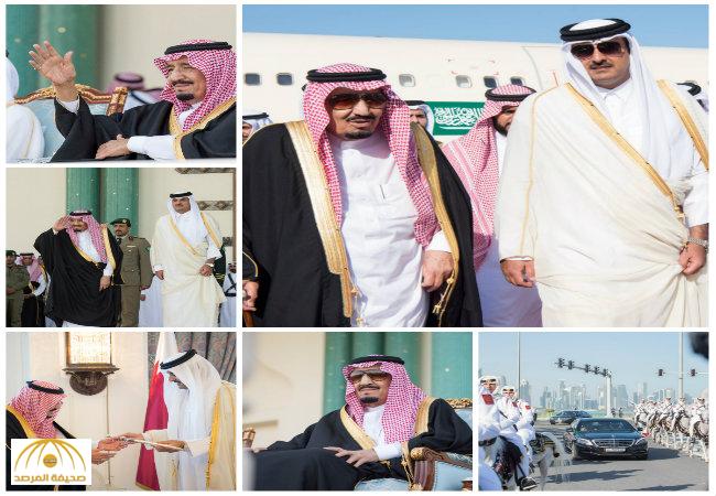 بالفيديو والصور:خادم الحرمين يصل إلى الدوحة