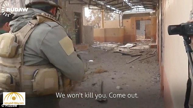 بالفيديو: مشهد مثير لحظة القبض على داعشي بعد محاصرته داخل غرفة في الموصل !