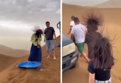 Unusual Phenomenon in the Gobi Desert: Tourists’ Hair Stands on End