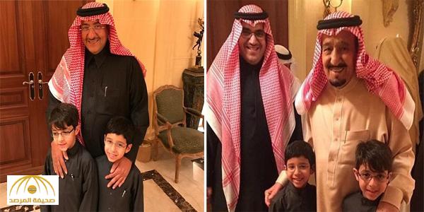 في صورتين على "تويتر" ابنيّ الأمير نواف في أحضان خادم الحرمين و ولي عهده