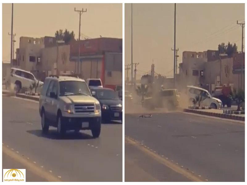بالفيديو والصور:حادث تصادم أثناء مرور موكب أمير الرياض في وادي الدواسر
