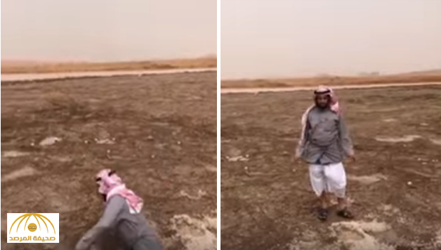 فيديو يوثق نهاية غير متوقعة لمواطن يقف على ثلوج الرياض.. شاهد ردة فعله!