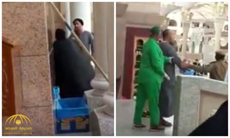 بالفيديو: ملتحي يتهجم على النساء بالمسجد النبوي وقوات الأمن تلقي القبض عليه