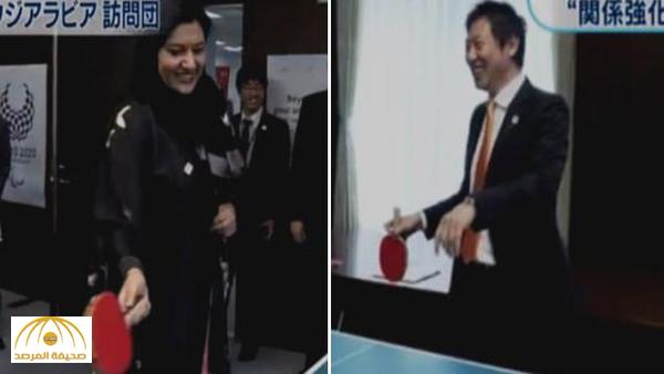 بالفيديو والصور : مباراة تنس طاولة بين وزير رياضة اليابان و الأميرة ريما