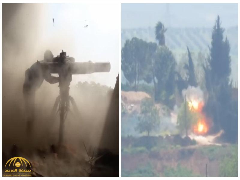 شاهد..لحظة استهداف دبابة لميليشيات إيران بـ"صاروخ تاو" في ريف حماة