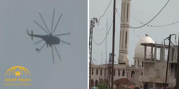 بالفيديو : لحظة إلقاء طائرات نظام بشار البراميل المتفجرة على كفرزيتا بريف حماة