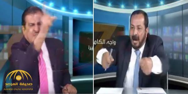 “شاهد”: معركة على الهواء  بين صحفي ونقابي أردنيين.. تبادلوا الشتائم وتراشقوا الأكواب