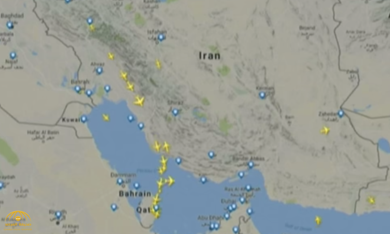 شاهد ازدحام حركة الطيران القطرية  في الأجواء الإيرانية