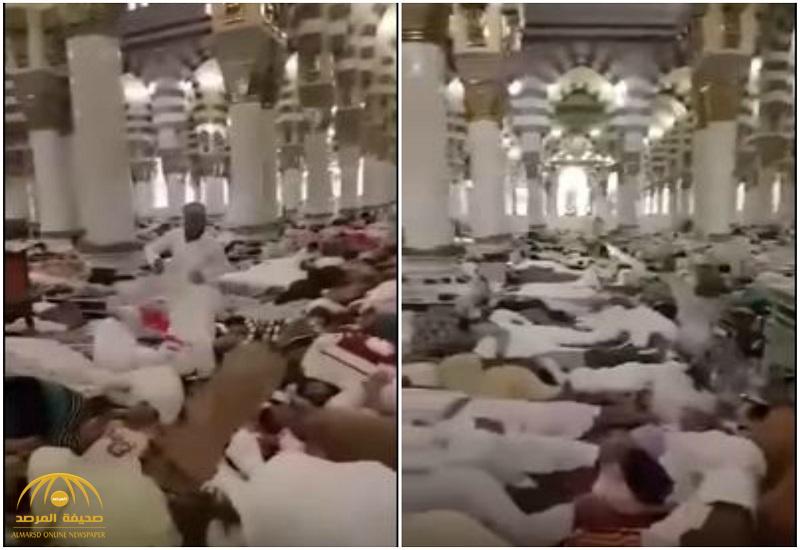 "شاهد".. المسجد النبوي يتحول لـ "غرفة نوم".. لن تصدق هذا المشهد !