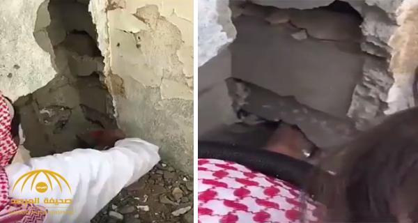 شاهد كيف انقذ مواطن قطة صغيرة سقطت بإحدى الفتحات الموجودة بأعلى جدار منزله!