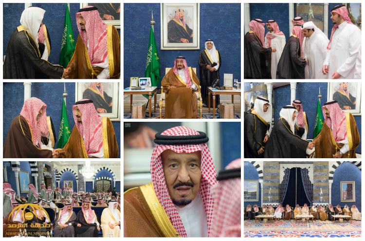 بالصور : خادم الحرمين الشريفين يستقبل المعزين في وفاة الأمير عبدالرحمن بن عبدالعزيز "رحمه الله"