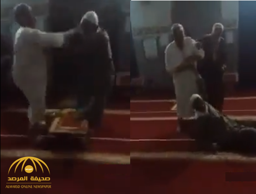 شاهد.. مشاجرة عنيفة بين مصلين داخل مسجد أثناء  صلاة الفجر!