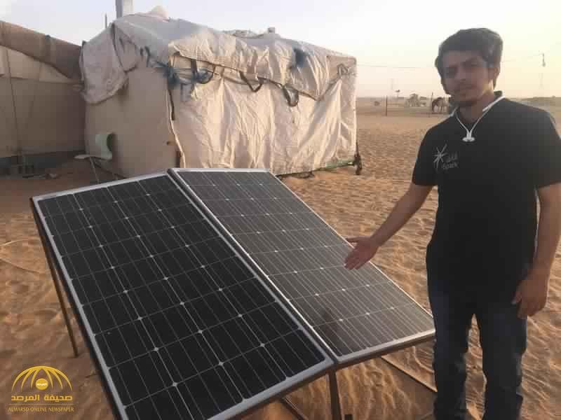 شاهد بالفيديو والصور: شاب سعودي ينير خيمة في الصحراء بالطاقة الشمسية