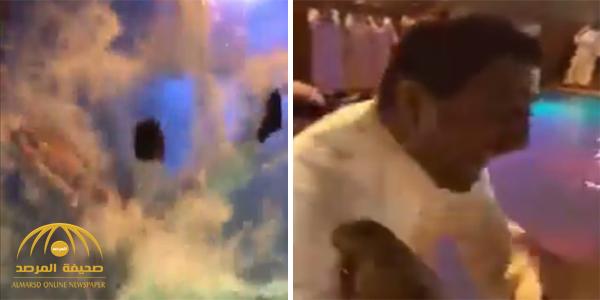 بالفيديو شاهد لحظة إلقاء ناصر القصبي في المسبح في حفل زواج ابن أخيه