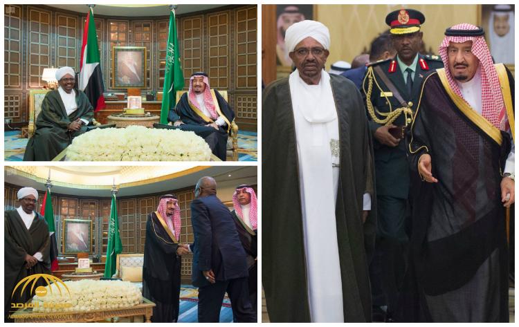بالصور : شاهد خادم الحرمين يستقبل الرئيس السوداني "عمر البشير" في قصره بعرقة