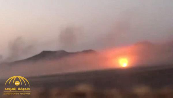 بالفيديو .. لحظة استهداف القوات السعودية للميليشيات الحوثية وحرس المخلوع قبالة نجران