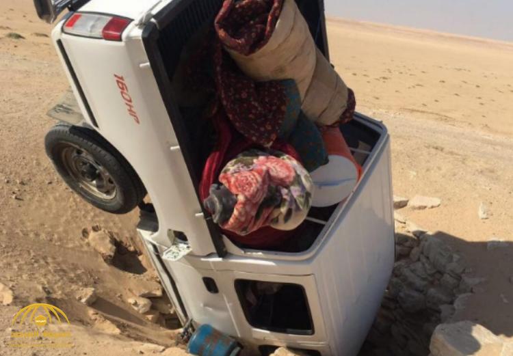 شاهد .. أغرب حادث في المملكة .. سقوط سيارة داخل «بئر» في وسط الصحراء!