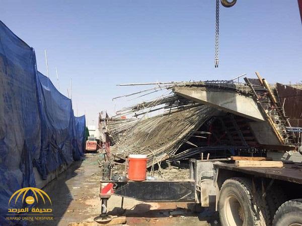 بالصور: أمانة الرياض تكشف ملابسات انهيار جزء من مشروع جسر طريق التخصصي