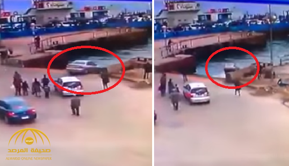 بالفيديو .. لحظة سقوط سيارة في مياه قناة السويس ببورسعيد  .. وهذا ما حدث لقائدها !