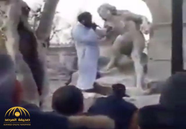 شاهد .. متطرف يحطم تمثال أثري في الجزائر لسيدة عارية!
