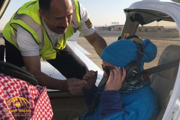 رئيس جمعية الطيران يصطحب" غلا الخالدي" في أجواء الرياض بطائرة خاصة