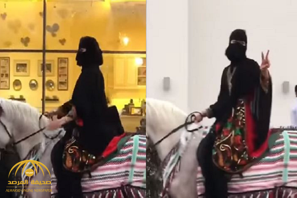 شاهد: فتاة عربية تركب ”خيل ”.. وتتجول به في ساحة عامة!