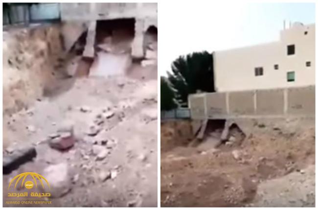 شاهد .. انهيار جزء من فيلا في حي النخيل شمال الرياض
